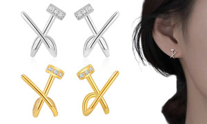 2305 NEW  Sparkle Cubic Zirconia Twist Knot Earrings 7121