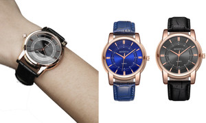 2305 NEW Concentric Round Belt Watch Men's Fashion Quartz Watch 7141LA