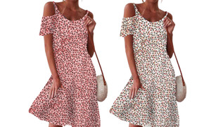 2305 NEW Small floral loose fitting off shoulder dress 7173LA