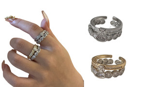  2306 NEW Double layered detachable sparkling diamond crown ring 7365  LA