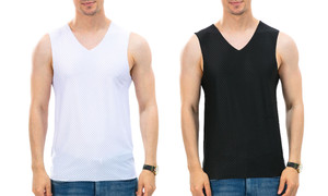 2306   NEW  Checkered Ice Silk Quick Drying Tank Top for Men's Traceless Thin Fit Sports Wide Shoulder Sleeveless LA   6792