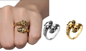 2306 NEW Open Skull Head Casting Ring Men's Ring Hand Ornament Snake Head Accessories 7464LA