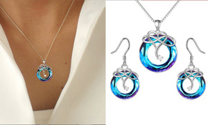 2306 NEW 8-character Love Crystal Ring Zircon Necklace Earring Set 7473LA