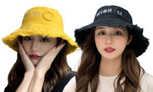 2306 NEW Female Summer Smiley Face Big brim Bucket hat 7488LA