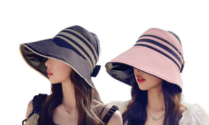 2306 NEW  Summer Three Bars Black Glue Empty Top Hat Sunscreen Sun Hat 7489LA