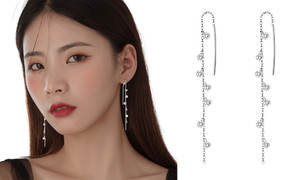 2306 NEW 925 Sterling Silver Tassel Zircon Earrings for Women 7497LA