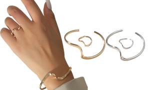2307 NEWWave pattern bracelet ring two-piece set 7378LA