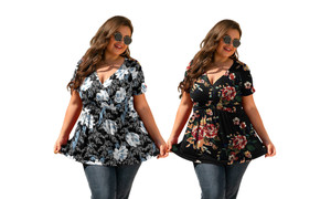 2307 NEW Oversized women's waistband printed T-shirt 7532LA