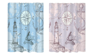 2307 NEW 3D digital navigation lighthouse, anchor printing, bathroom shower curtain 7584LA