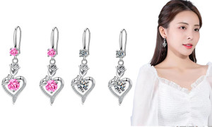 2307 NEW Rose Blossom Earrings Medium and Short Love Earhook Zircon 7588LA
