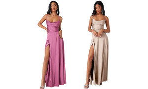 2307 NEW   Sexy open back hollowed out suspender waistband dress long skirt 7612