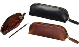 2307 NEW Cowhide Handmade Pen Bag Stationery Pen Box Pen Storage Zipper 7806