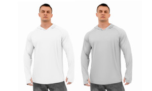 2308 NEW Men's ice silk breathable and UV resistant solid color long sleeved hooded sun protection suit 7817LA