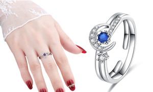 2308 NEW Star Moon Opening Ring Fashion 2-in-1 Ring Cold Fold Wearing Ring 7853LA