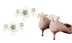 2308 NEW 2PC High heeled shoes with detachable buckle fabric and floral accessories 7872LA