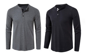 2308 NEW Men's Waffle Long Sleeve T-shirt Underlay 7967LA