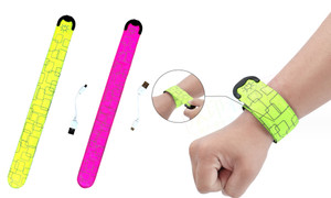2309 NEW 2PC LED snap ring USB rechargeable luminous bracelet arm strap 8127La
