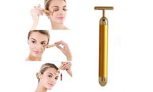2309 NEW Beauty Stick 24k Gold Stick Facial Beauty Instrument Eye T-shaped Electric Massage Instrument 8140 LA