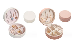 2309 NEW Portable circular packaging box, jewelry box, zipper, jewelry ring, earring, necklace, jewelry storage box 8162