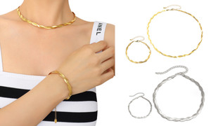 2309 NEW Double layer snake bone chain necklace bracelet set 8169la