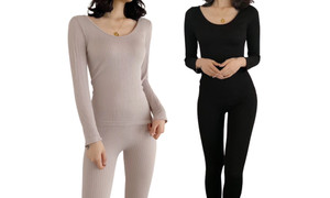 2310 NEW Autumn and Winter Warm Underwear Women's Firm Stripe Round Neck Set with Constant Temperature Slim Fit Bottom Autumn Clothes and Autumn Trousers 8240 la