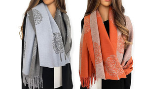 2310 NEW Autumn and winter double-sided dual color fortune tree print pattern imitation cashmere shawl tassel scarf 8255LA