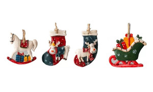2310 NEW 4PC Christmas resin decorative retro hand-painted pendant 8258la
