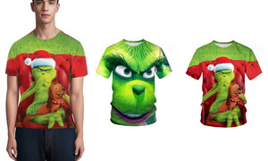 2310  NEW Christmas cartoon green hair monster 3D print men's T -shirt   7658   LA