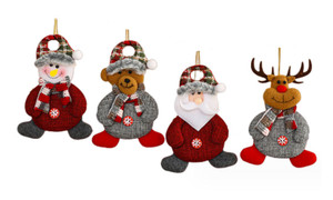 2310 NEW 4PC Santa Claus figurine fabric button small pendant 8271la