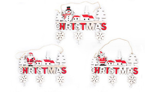 2311 NEW 3PC wooden Christmas snowflake letter hanging Christmas decoration 8291LA