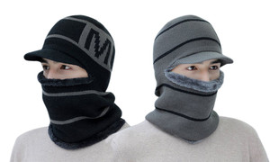 2311 NEW Winter Plush Thick Scarf With Warm Wool Letter M all-In-One Hat 8293LA