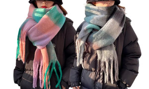 2311 NEW Autumn and winter color matching plaid fringed imitation cashmere shawl scarf 8314LA