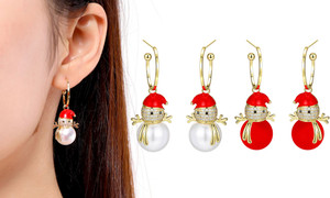 2311 NEW Christmas Snowman Earrings C-shaped Earrings Earrings Women's Christmas Holiday Gift 8318LA