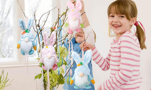 2402 NEW 2PC Easter Gnome Rabbit Ears Dolls Set, Gnome Rabbit Hat Dolls Pendant, Easter Decoration Plush Gnome Swedish Dolls, Easter Bunny Gnomes for Easter Party Gifts Hanging Decoration 8359