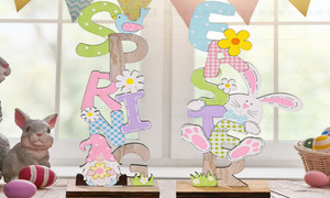 2402 NEW 2PC Easter wooden ornaments vertical ornaments Easter decorations 8362LA