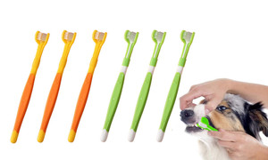 2402 6PC pet oral cleaning three sided soft bristled toothbrush 8374LA