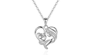 2404 Mother's Day Gift Zircon Heart Mother Baby S925 Necklace 8441LA