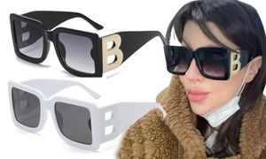 2406 NEW Retro large frame square letter B sunglasses, personalized street photos, men's and women's glasses, color matching, sunshade sunglasses  8481
