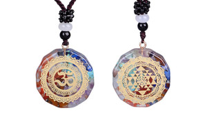 2406 NEW Colorful crystal crushed stone resin necklace, natural stone polygonal geometric pendant jewelry 8482LA