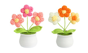 2406 NEW Handmade knitted puff flower home ornaments, knitted simulation flower yarn, crochet flower bouquet gifts 8802