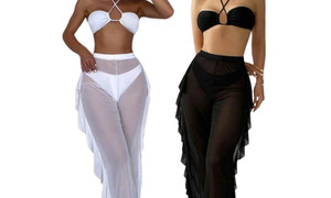 2406 NEW Bikini wrap chest mesh beach pants split three piece set 8807LA