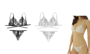 2407 NEW Lace sexy open cut thong bra fun lingerie set  LA8675