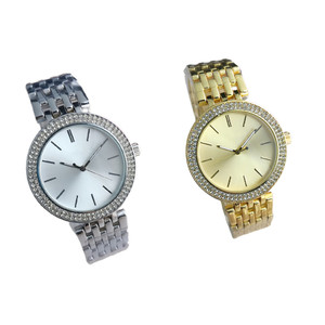 2407 NEW Double row diamond studs, simple scale style, trendy steel strap watch  LA8909