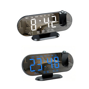 2408 NEW LED alarm clock temperature and humidity digital projection clock mirror electronic clock  8917