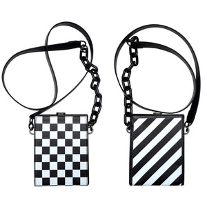 2408 NEW Striped crossbody bag checkerboard crossbody bag box bag chain bar small square bag 8828