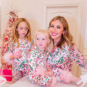 2408 New Women's parent-child printed casual sleepwear and home suit set LA8941