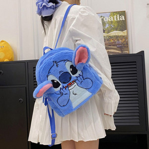 NEW  2409 Stitch Inspired Furry Plush Backpack  8557