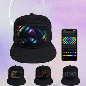 NEW  2409  LED Hats  Display Message Bluetooth Editable Cool Hat  8564