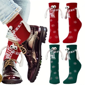 NEW 2410  2 Pairs Funny Christmas Couple Holding Hands Socks 8584