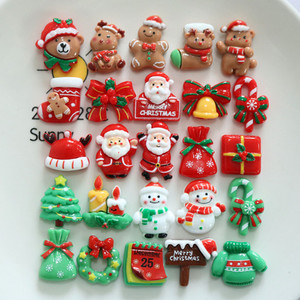2411 New 25PC Christmas Day Snowman DIY Homemade Phone Case Hair Clip Accessories Material Resin Accessories 8966
